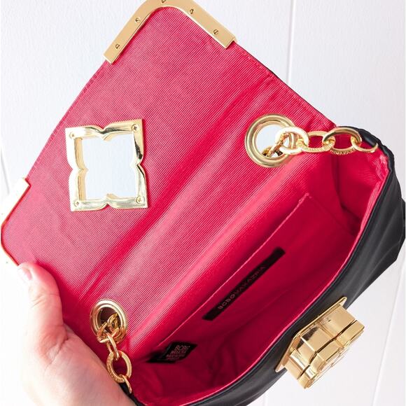 BCBGMaxAzria Black Nylon/Satin Clutch With Gold Hardware - Picture 5 of 7